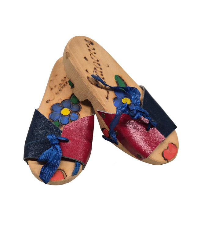 Puppen Sandalen aus Holz mit Lederbändel