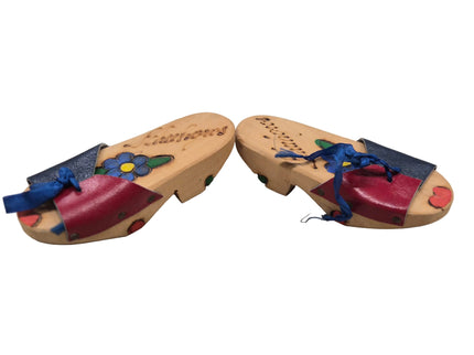 Puppen Sandalen aus Holz mit Lederbändel
