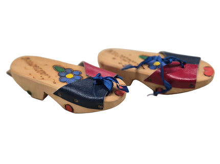 Puppen Sandalen aus Holz mit Lederbändel