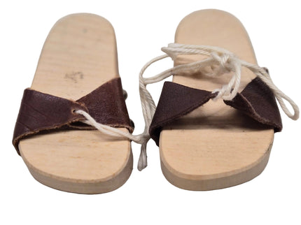 Puppen Sandalen aus Holz mit Lederbändel