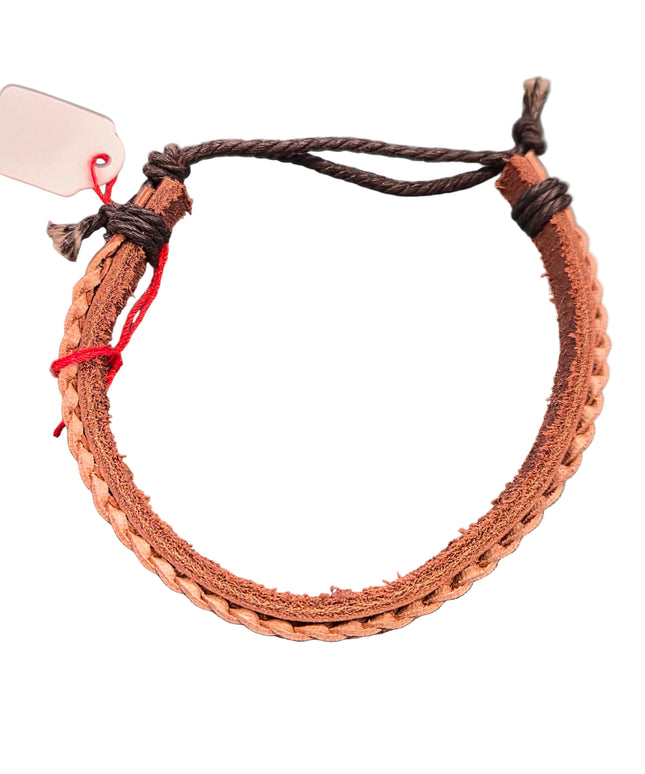 Wildlederarmband hellbraun – geflochten, 24 cm Lederband, verstellbar
