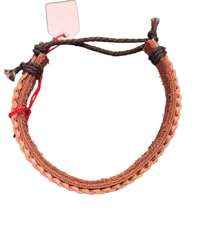 Wildlederarmband hellbraun – geflochten, 24 cm Lederband, verstellbar