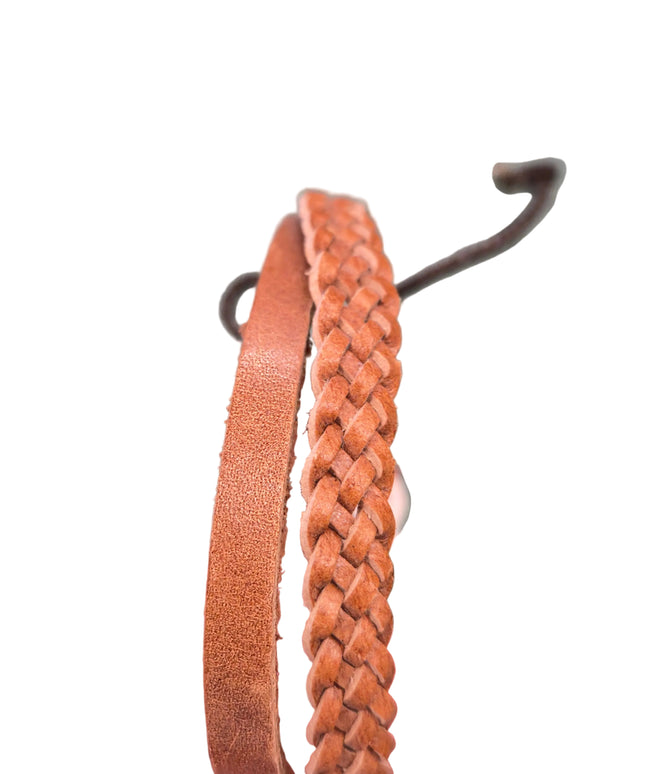 Wildlederarmband hellbraun – geflochten, 24 cm Lederband, verstellbar