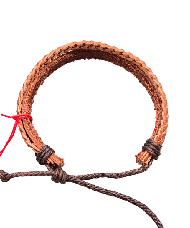 Wildlederarmband hellbraun – geflochten, 24 cm Lederband, verstellbar