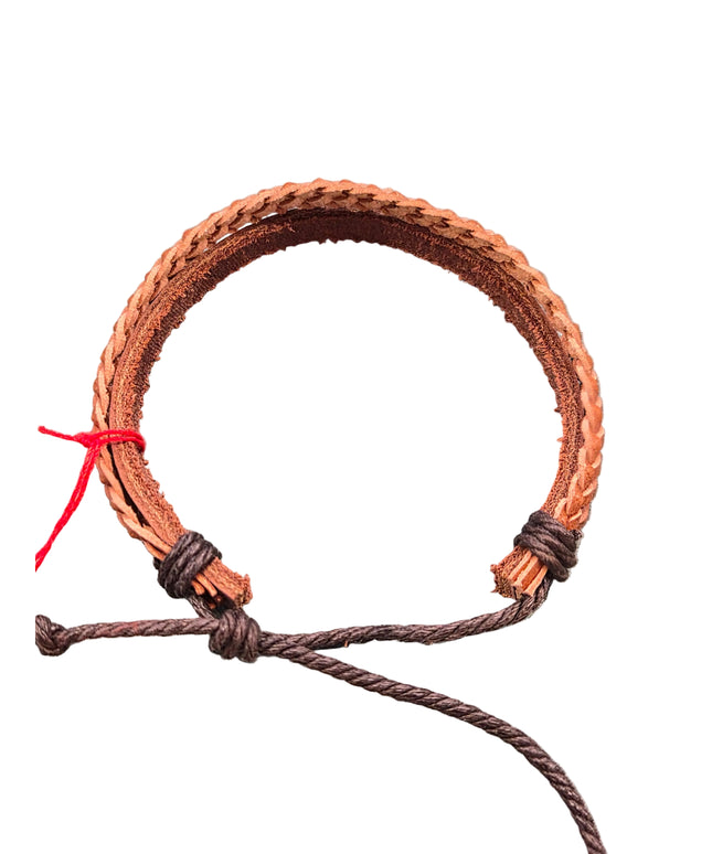 Wildlederarmband hellbraun – geflochten, 24 cm Lederband, verstellbar