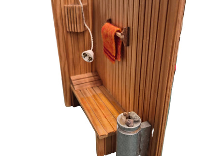 Sauna mit Beleuchtung 1:12  Puppenhaus  Zubehör