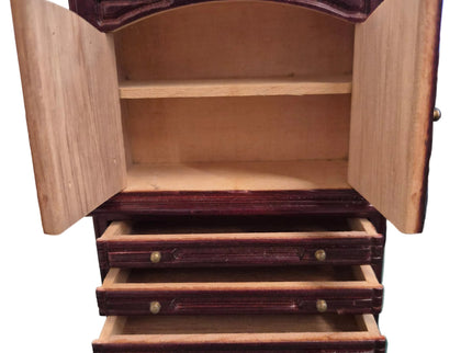 Geschirrschrank in Bordeaux 1:12  Puppenhaus  Zubehör