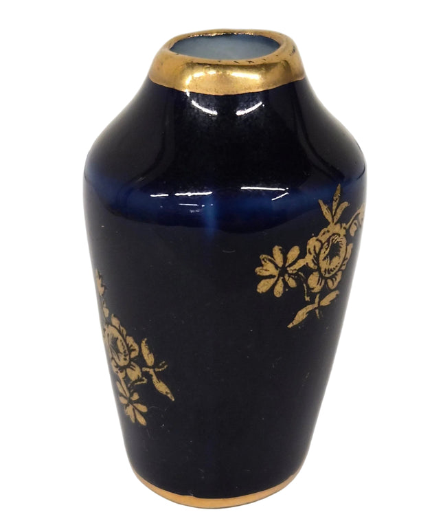 Porzellanvase 4.5cm 1:12 – Blau/Gold für Puppenhaus