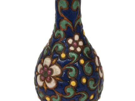 Porzellanvase 6cm 1:12 – Blau/Weiss/Grün für Puppenhaus