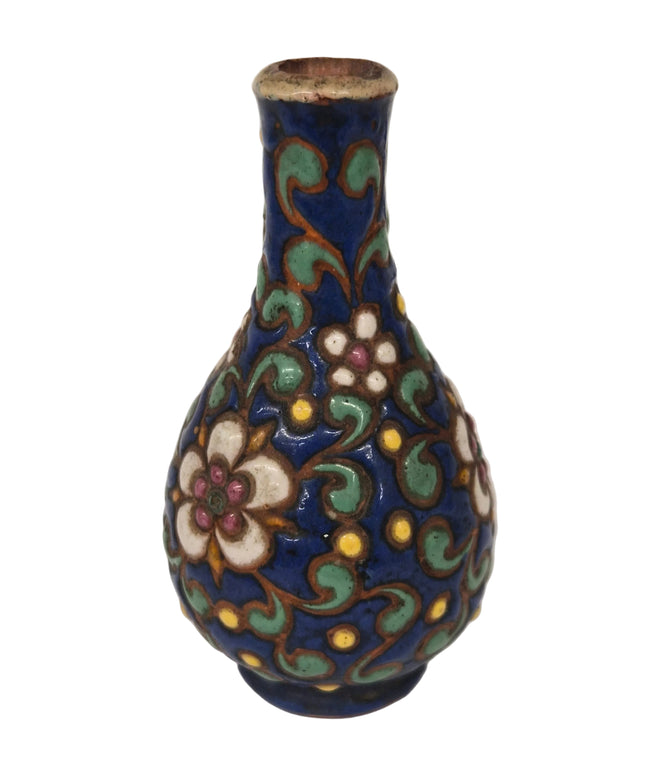Porzellanvase 6cm 1:12 – Blau/Weiss/Grün für Puppenhaus
