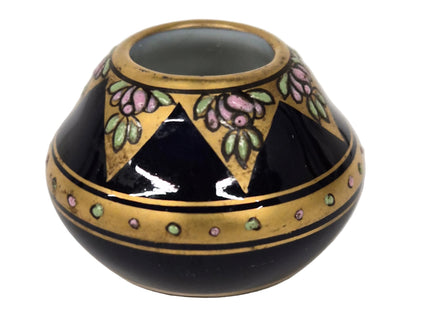 Porzellanvase 2.5cm 1:12 – Blau/Gold für Puppenhaus