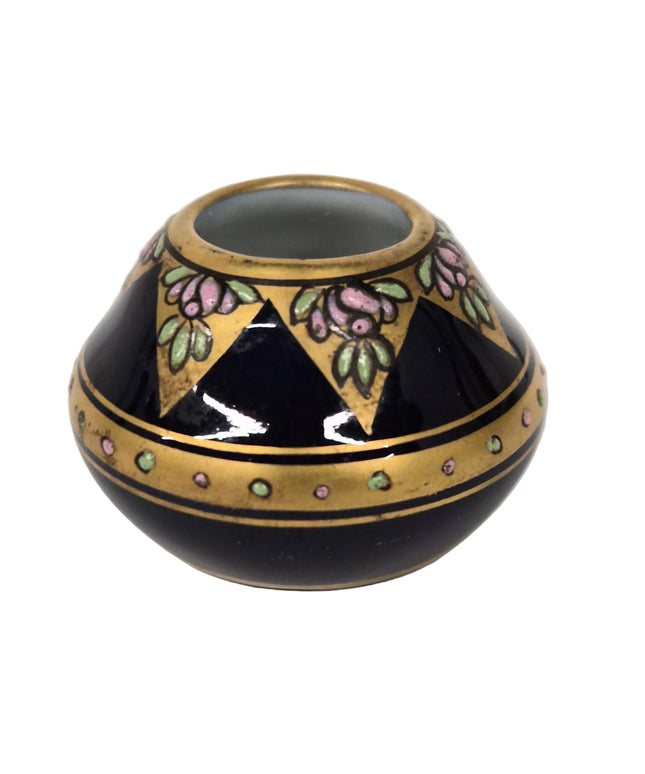Porzellanvase 2.5cm 1:12 – Blau/Gold für Puppenhaus