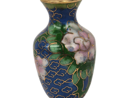 Porzellanvase 1:12 – Blau/Grün mit Blumen- & Golddekor – 5,5 cm