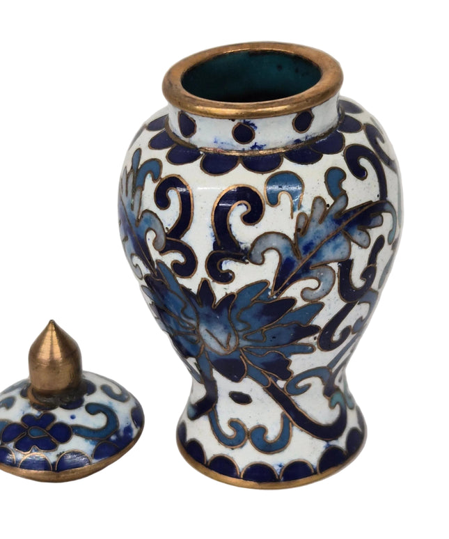 Porzellanvase 6.5cm 1:12 – Blau/Weiss mit Kunstvollem Verschluss