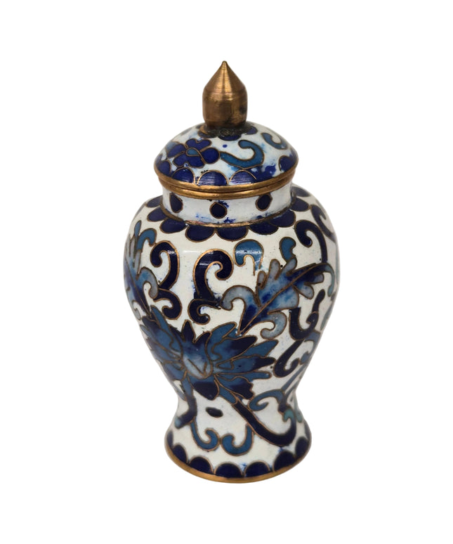 Porzellanvase 6.5cm 1:12 – Blau/Weiss mit Kunstvollem Verschluss