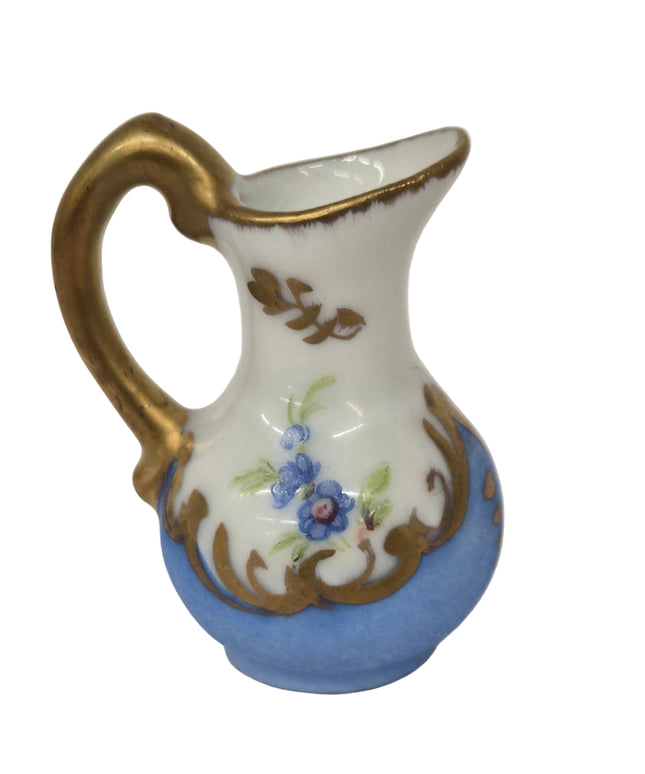 Porzellan Krug 4.5cm 1:12 – Weiss/Blau/Gold für Puppenhaus