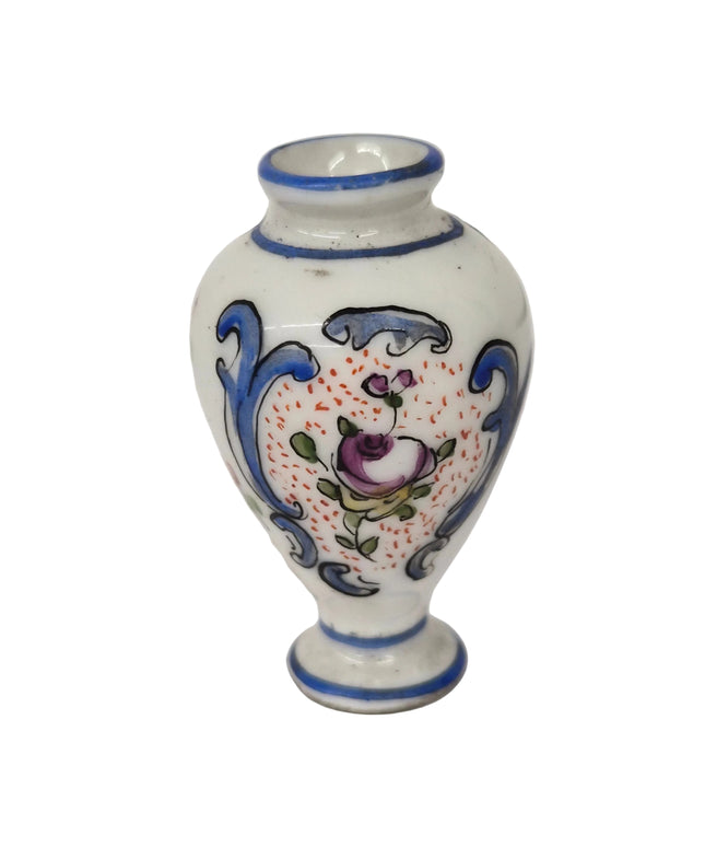 Porzellan Vase 4cm 1:12 – Weiss/Blau für Puppenhaus