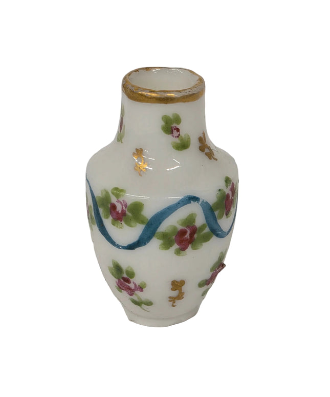 Porzellan Vase 2.5cm 1:12 – Weiss/Blau/Grün für Puppenhaus