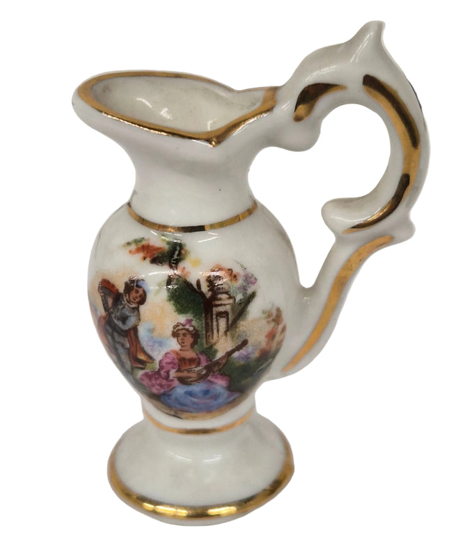 Porzellan Krug 5.5cm 1:12 – Weiss/Gold für Puppenhaus