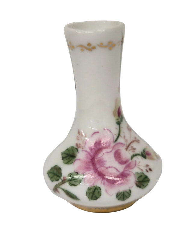 Porzellan Vase 5cm 1:12 – Weiss/Gold für Puppenhaus