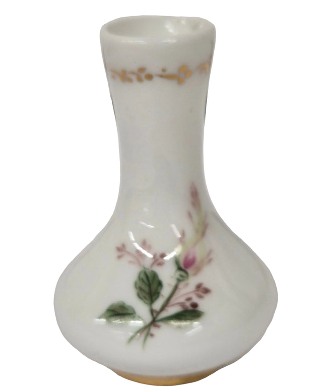 Porzellan Vase 5cm 1:12 – Weiss/Gold für Puppenhaus