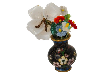 Porzellan Vase mit Blumen 5cm 1:12 für Puppenhaus
