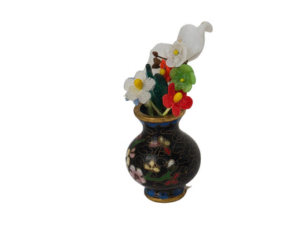 Porzellan Vase mit Blumen 5cm 1:12 für Puppenhaus