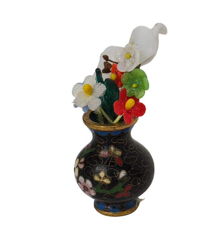 Porzellan Vase mit Blumen 5cm 1:12 für Puppenhaus