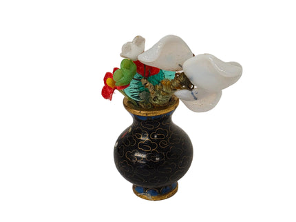 Porzellan Vase mit Blumen 5cm 1:12 für Puppenhaus
