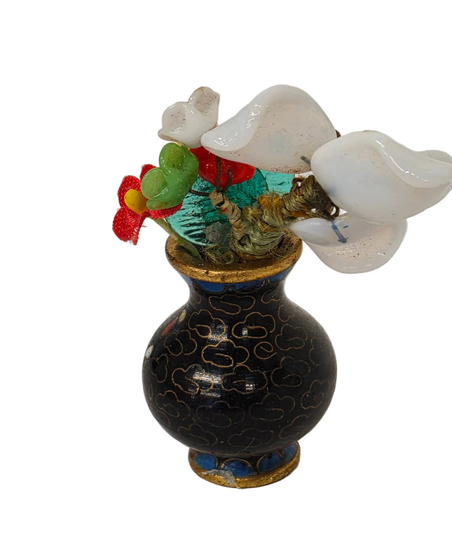 Porzellan Vase mit Blumen 5cm 1:12 für Puppenhaus