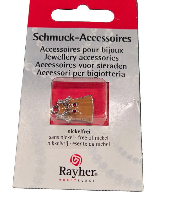 Emaile-Kleid-Charm mit Strasssteinen und einer Schleife