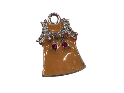 Emaile-Kleid-Charm mit Strasssteinen und einer Schleife
