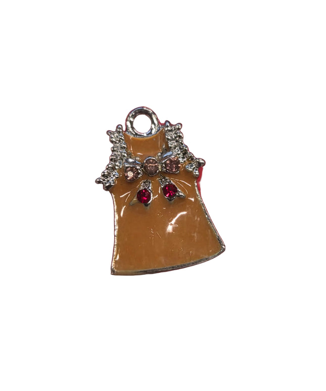 Emaile-Kleid-Charm mit Strasssteinen und einer Schleife