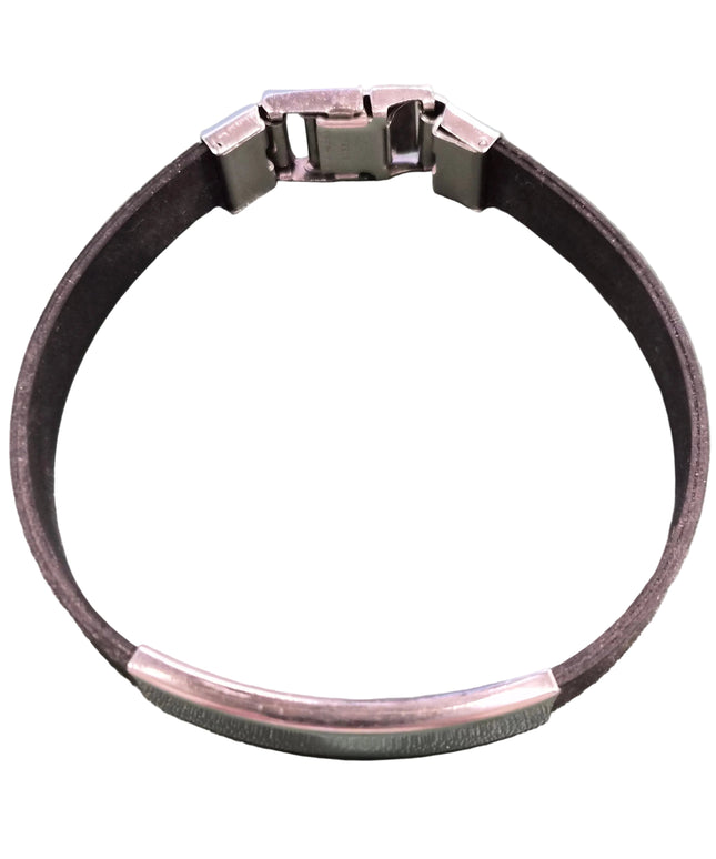 Herrenarmband aus dunklem Kautschuk mit Edelstahl-Platte