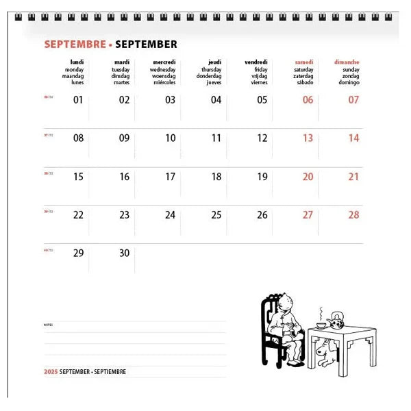 Tim und Struppi - Tintin et Milou - Calendrier carré Tintin 2025