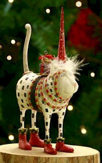 Krinkles - Mini Pat Santa Hat Cat Ornament