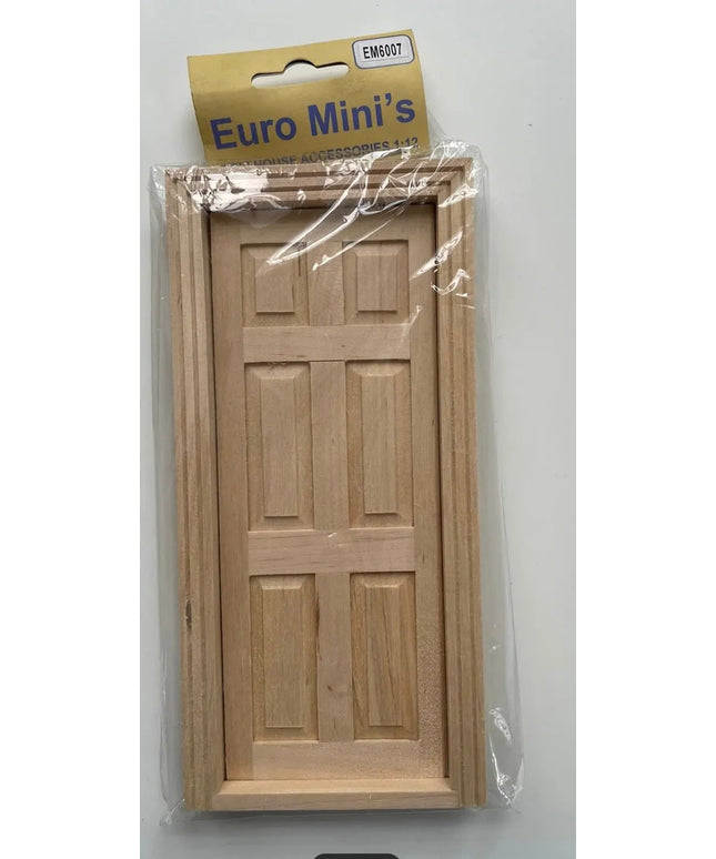 Holztür 1:12 mit Verzierung – Euro-Minis Puppenhaus Tür