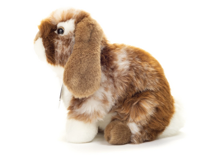Teddy-Hermann Hase sitzend dunkelbraun/weiss gescheckt 20cm  – realistisches Kuscheltier