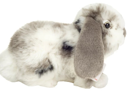 Teddy-Hermann Widderkaninchen grau-weiss gescheckt 23cm  – realistisches Kuscheltier