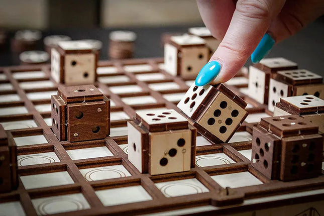 EWA - Spiele Set Schach, Dame, Battle - Puzzle - Holzbausatz