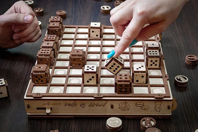 EWA - Spiele Set Schach, Dame, Battle - Puzzle - Holzbausatz