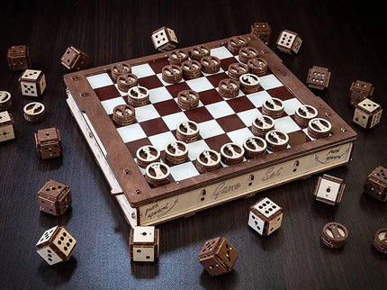 EWA - Spiele Set Schach, Dame, Battle - Puzzle - Holzbausatz