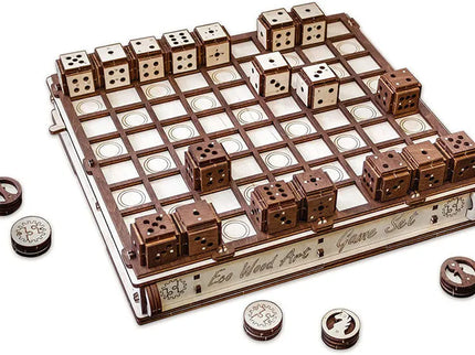 EWA - Spiele Set Schach, Dame, Battle - Puzzle - Holzbausatz