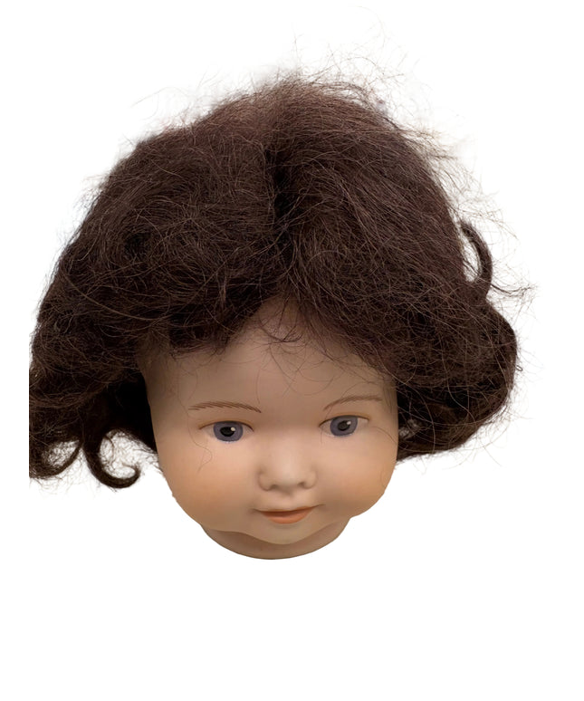 Puppenperücke, Mohair, Kurz Locken , Gr. 28 Braun