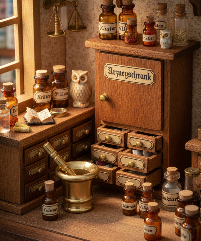 Mörser aus Messing für Puppenhaus 1:12