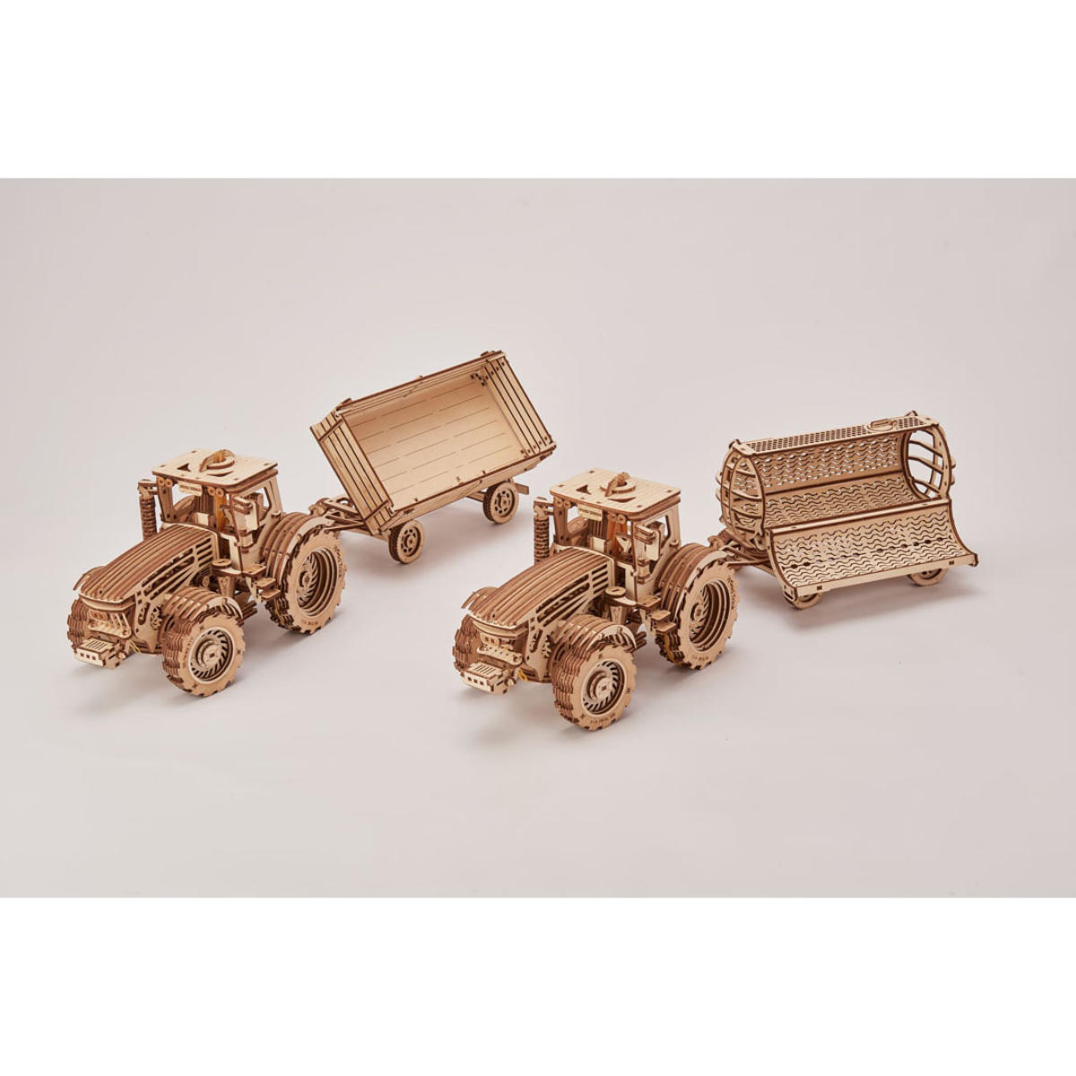 Ugears Traktor mit Anhänger Holz 3 D Holzbausatz Bau Holzpuzzle Modellbausatz 