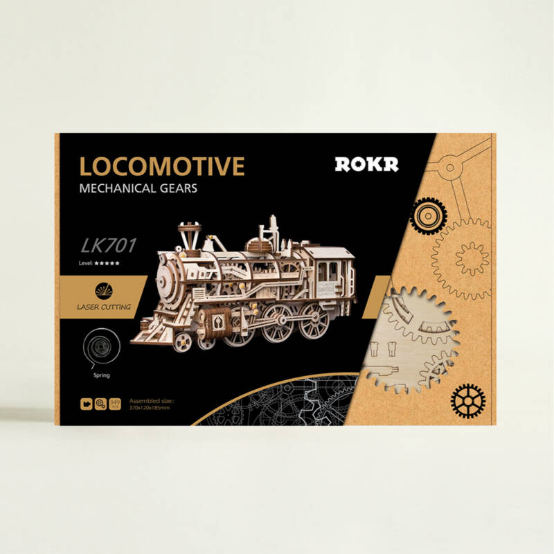 Ludibrium-ROKR - Lokomotive - 3D Holzbausatz / Holzmodell mit Getriebe