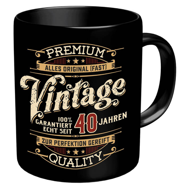 Ludibrium-RAHMENLOS® - Kaffeebecher zum 40. Geburtstag - Vintage 40