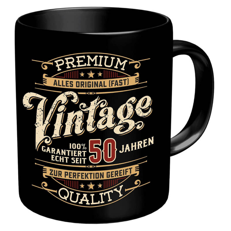 Ludibrium-RAHMENLOS® - Kaffeebecher zum 50. Geburtstag - Vintage 50