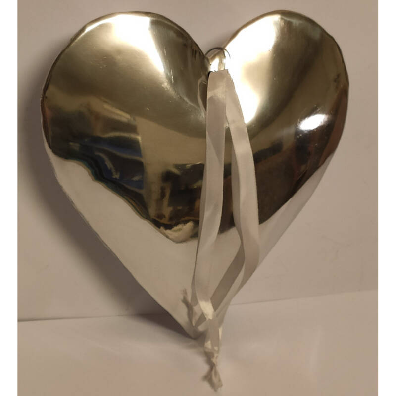 Ludibrium-Baumschmuck - Dekoartikel - silbernes Herz gross aus Metall
